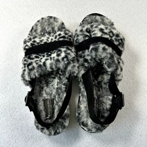 Ugg Koolaburra Fuzz'd Out Slipper Sandal Women Sz 10 Grey Black‎ Leopard Comfort